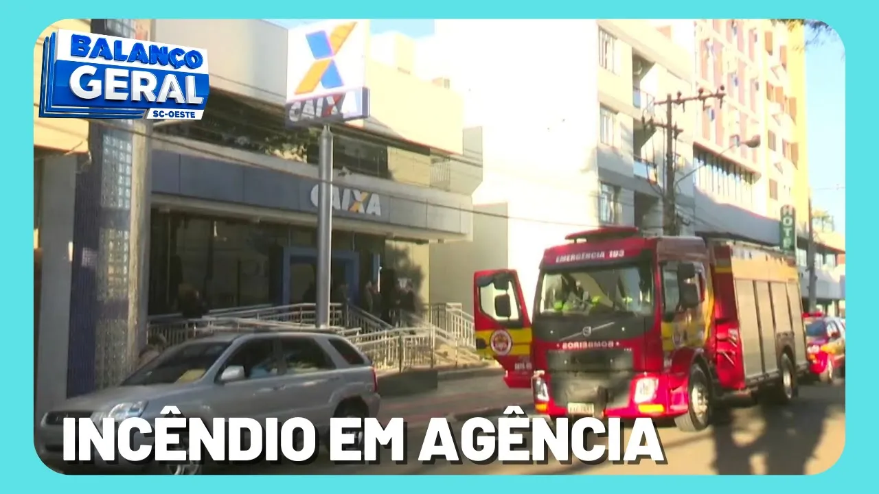 Corpo de bombeiros atende princípio de incêndio em agência bancária de Chapecó