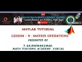 MatLab Lesson 9 Matrix Operations