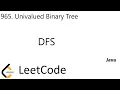LeetCode 965 Univalued Binary Tree Recursion DFS Java