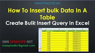 Create Bulk Insert Query In Excel Bulk Insert In SQL Server SQL Server Bulk Insert