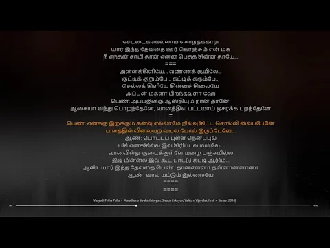 Download MP3 Vaayadi Petha Pulla Tamil Synchronized lyrics song