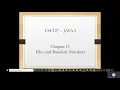 Java I Chapter 11 Class 1 Part 1 Files and PrintWriter