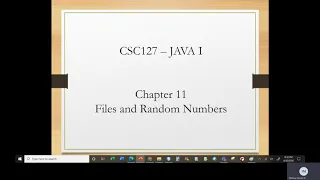 Java I Chapter 11 Class 1 Part 1 Files and PrintWriter