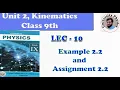 Example and Assignment 2 2 Speed and velocity Unit 2 9th class