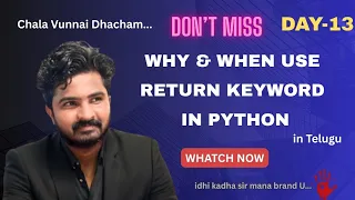 Return Keyword in Python Functions Real-Life Examples Telugu Beginners Python Full Stack