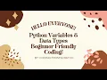 Python Variables Data Types Python Tutorial for Beginners