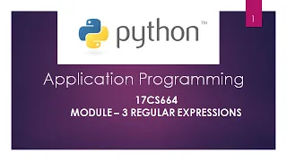 17CS664 PYTHON Module - 3 Part