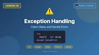 Exception Handling try except raise finally custom exceptions - Python Tutorial
