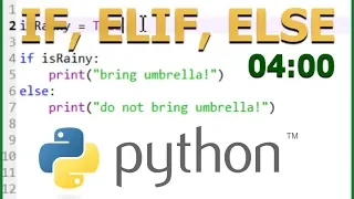 If Elif Else in 4 minutes Python Tutorial for Beginners