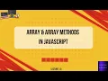 Array Array Methods In JavaScript Lecture 1 0