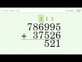 Long Addition Problem 786995 37526 Step-by-Step Solution Tiger Algebra