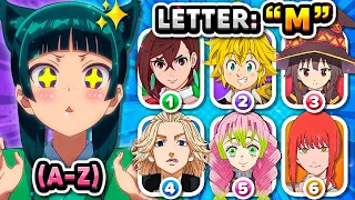 SAVE 1 ANIME CHARACTER FROM EACH LETTER A Z 