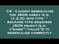 C Cannot deserialize the JSON array e g 1 2 3 into type because type requires JSON objec