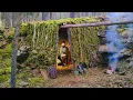 Stone Shelter Covered in Moss | I Spent 24 Hours Inside