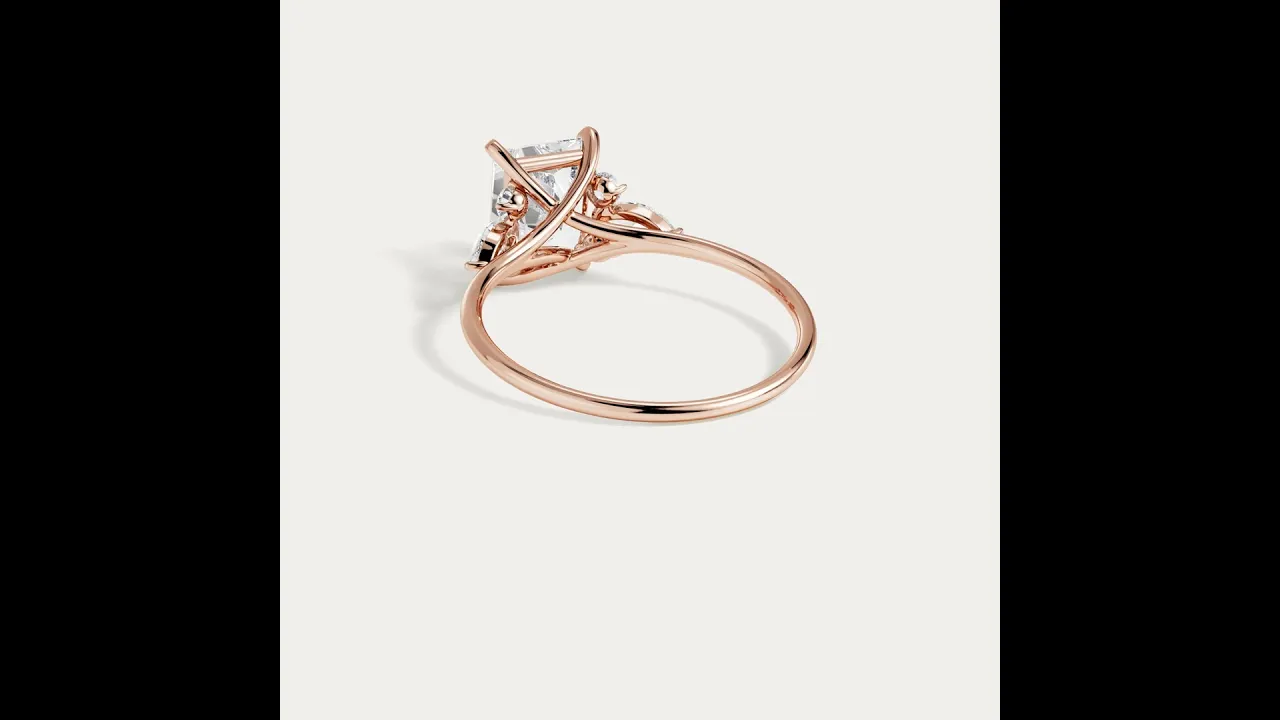Colette丨Radiant Lab Diamond Split Shank Engagement Ring with Marquise & Round Accents