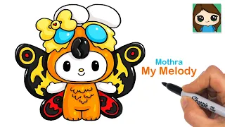 How to Draw Mothra My Melody | Sanrio Cute Drawing