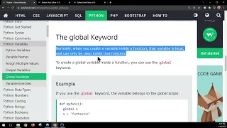 W3schools Python Global Variables