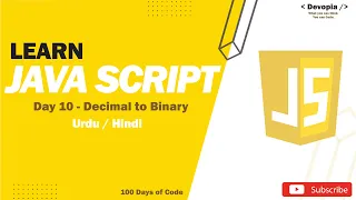 10 Decimal to Binary 2 - ways JavaScript 100 days of Problem Solving Urdu Hindi