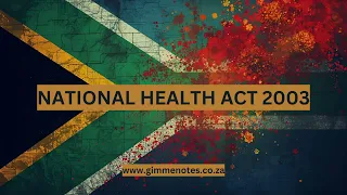 National Health Act 61 of 2003 Building a Unified Health System in South Africa