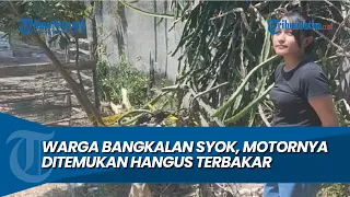TINGGAL KERANGKA, Warga Bangkalan Syok Saksikan Motor Scoopynya Hangus Dibakar di Sawah