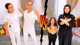 تحدي الأبيض والأسود يوم كامل أكل وشرب بين فريق الفراشات وفريق الأبطال 