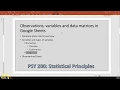 M1V2 Google Sheets Database Datamatrix and Variables