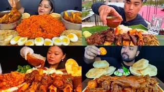 ASMR; EATING SPICY*MUTTON CURRY,MUTTON FAT/EGG CURRY,JEERA RICE,RICE EATING CHALLENGE MUKBANG 2X