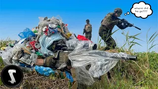 Stealth Level 100 Using a TRASH Ghillie Suit - guy literally steps on me