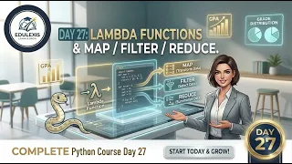 DAY 27 LAMBDA FUNCTIONS MAP FILTER REDUCE 90-Day Python Mastery Program EDULEXIS