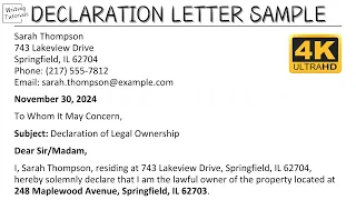 How To Write Declaration Letter with Sample and Explanation Writing Tutorials
