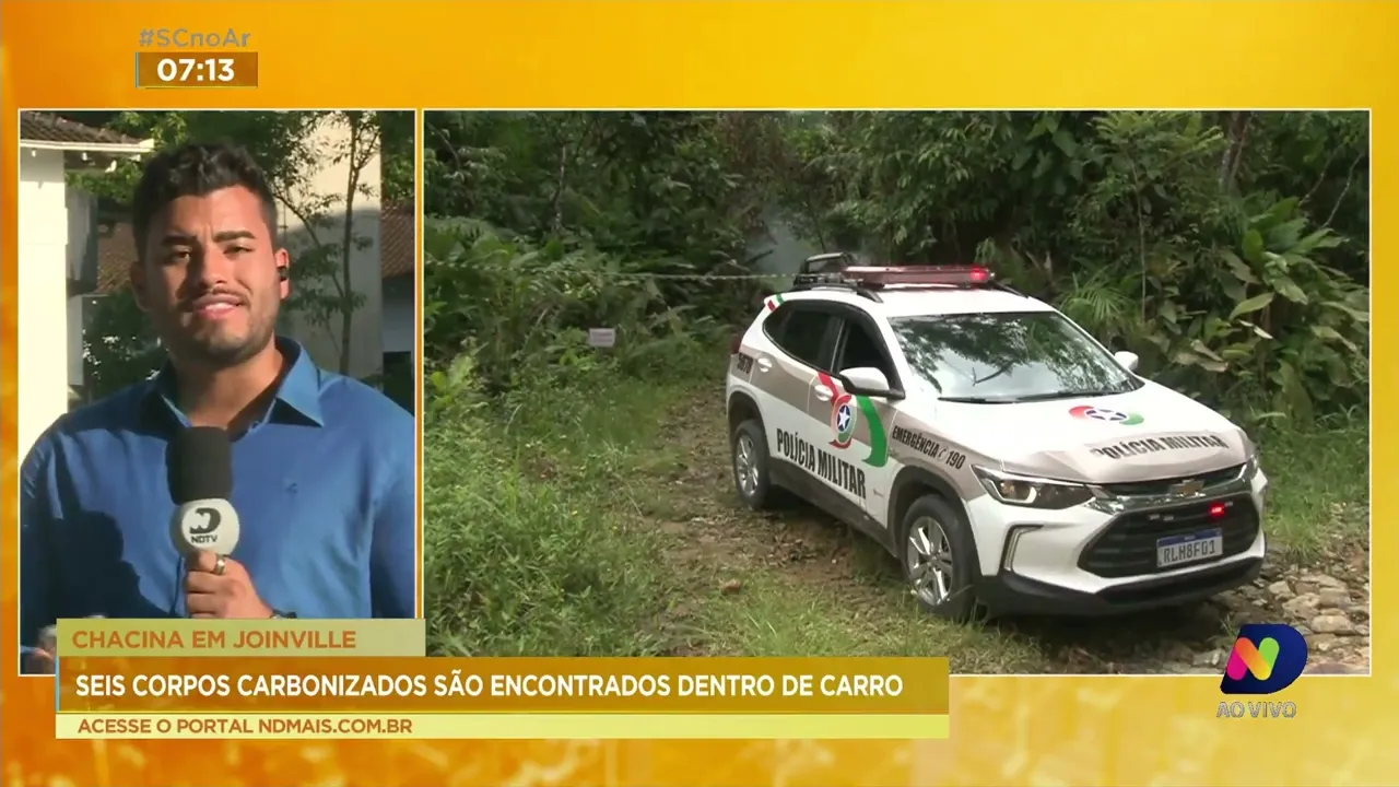 Seis corpos são encontrados carbonizados dentro de um carro em Joinville