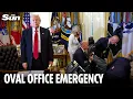 Shock moment man collapses yards from Donald Trump in the Oval Office during health announcement