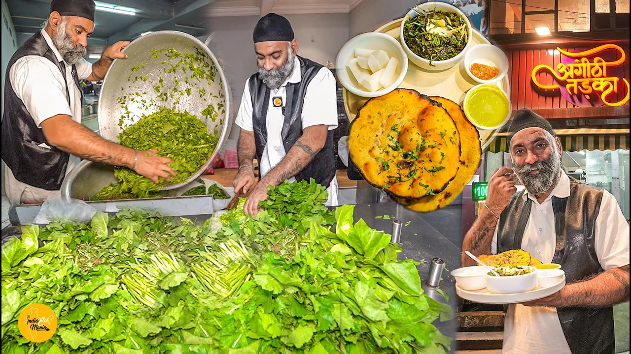 Sardar Ji Ka Punjabi Style Sarson Ka Saag With Makke Roti Making In Delhi Rs. 140 l Delhi Food Tour