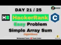 Simple Array Sum Algorithms HackerRank Tasin Coder