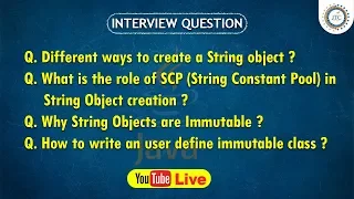 Session-28 9 30PM Live String Class Question in Java Java Interview Question by JTC