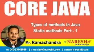 Core Java Tutorial Types of methods in Java Static methods Part 1 By Mr Ramachandra