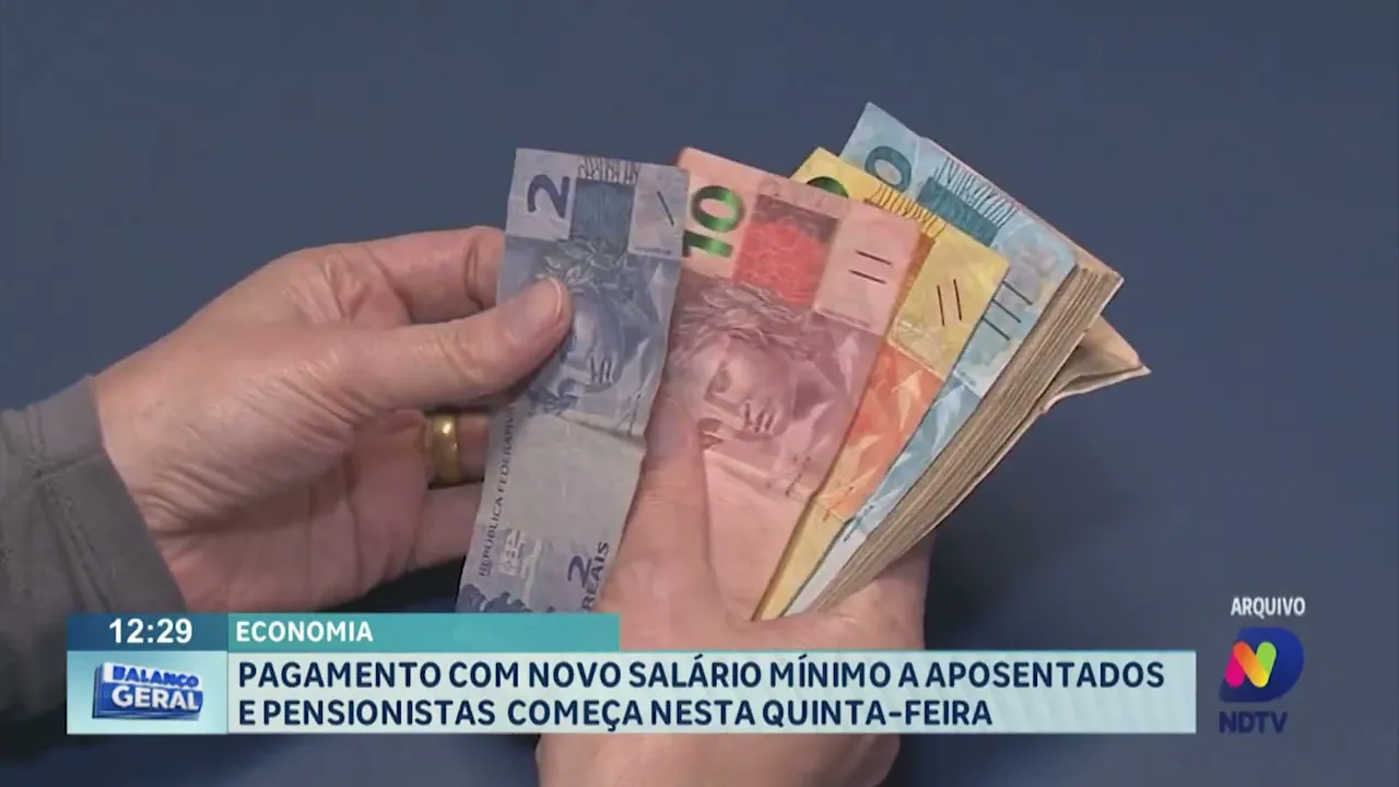 Pagamento com novo salário mínimo a aposentados e pensionistas começa nesta quinta-feira