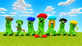 Крипер в красной шапочке и другие криперы в шапочках! Мем песня в minecraft! 😱