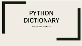 Python Dictionary Python programming language Data Types Malayalam Tutorial