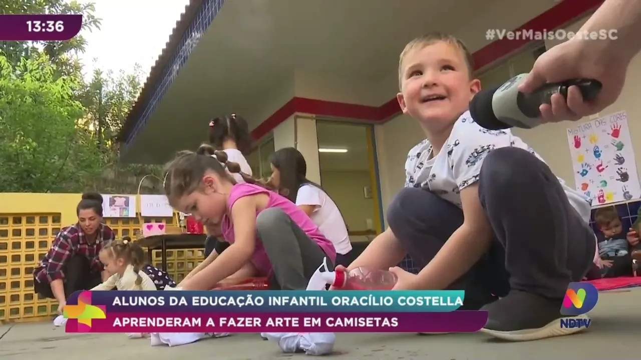 Alunos da Educação Infantil Oracílio Costella aprenderam a fazer arte em camisetas