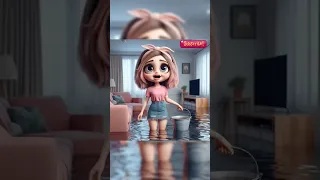 Kitten Sleeping In The Middle Of The Flood Cat Cute Shorts Viralshort Cartoon Comedy Funny Animation 