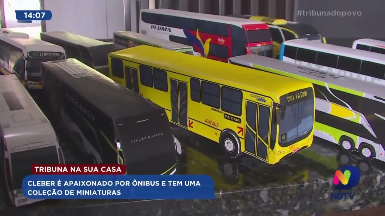 Tribuna na Sua Casa: Cleber é apaixonado por ônibus e tem uma coleção de miniaturas