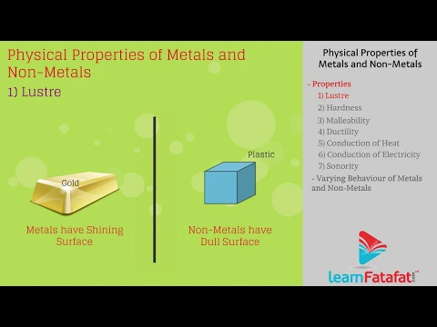 Metals and Nonmetals Class 10 Science Chapter 3 - Physical Properties of Metals and Non-Metals - Science video for Grade 10