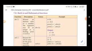 12 CS Chapter - 7 Python Functions built in mathematical functions composition Recursion
