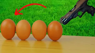 Toy Gun Vs Egg !! Legend of Weapon Toys - Egg Vs Gun -  Airsoft AK-47 and M416 Shooting Test