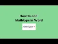 How to add Mathtype in Word