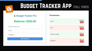 FULL Build A Budget Tracker App Using HTML CSS JavaScript