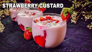 Strawberry Custard Easy Strawberry Custard recipe No bake dessert Weikfield Custard powder