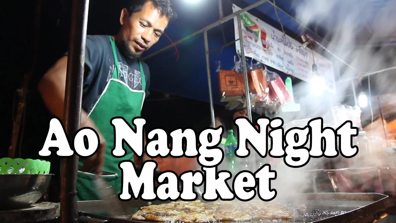 Ao Nang Night Market, Ao Nang Krabi Thailand. Thai Street Food & Shopping at Ao Nang Walking Street