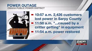 OPPD outage in Sarpy County caused by critter